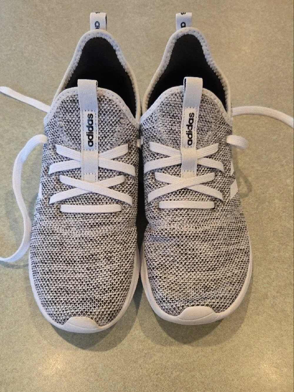 adidas Cloudfoam Pure Running Shoes White Black Oreo Knit Women’s Size 8